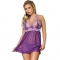 BABYDOLL - LILA CON BORDADOS FLORALES BLANCOS S/M