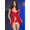 CR 4696 BABYDOLL & STRING SANS ENTREJAMBE ROUGE S/M nº8