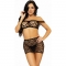 Leg avenue set 3 pezzi top, gonna e perizoma - nero