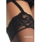 Leg avenue medias de nylon negras con encaje superior plus