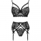 MORIDAM LC 90552 SOUTIEN-GORGE + JARRETIÈRE + CULOTTE NÉGRO