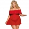 QUEEN PLUS - VESTIDO CORTO + TANGA ROJO