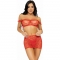 SET TRES PIEZAS TOP, MINI FALDA Y TANGA TALLA UNICA - ROJO