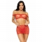 SET TRES PIEZAS TOP, MINI FALDA Y TANGA TALLA UNICA - ROJO n