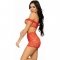 SET TRES PIEZAS TOP, MINI FALDA Y TANGA TALLA UNICA - ROJO n