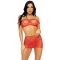 SET TRES PIEZAS TOP, MINI FALDA Y TANGA TALLA UNICA - ROJO n