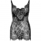 Mini-robe sexy en dentelle et strass - Noir