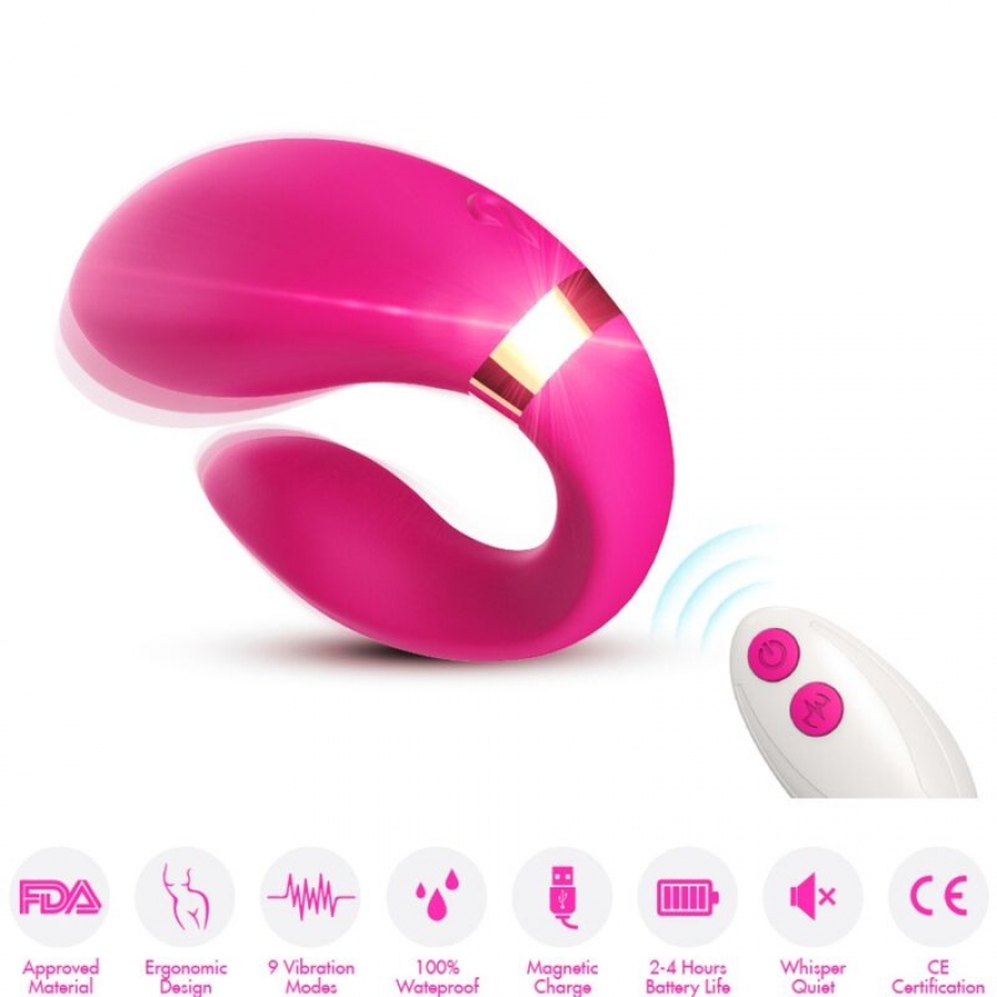 CRESCENT VIBRADOR PAREJA CONTROL REMOTO FUCSIA