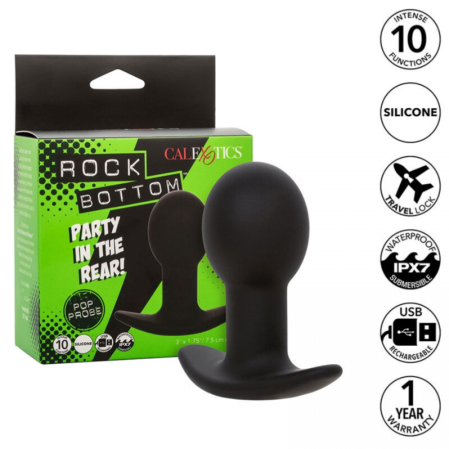 ROCK BOTTOM PLUG ANAL 10 VIBRAÇÕES SILICONE PRETO