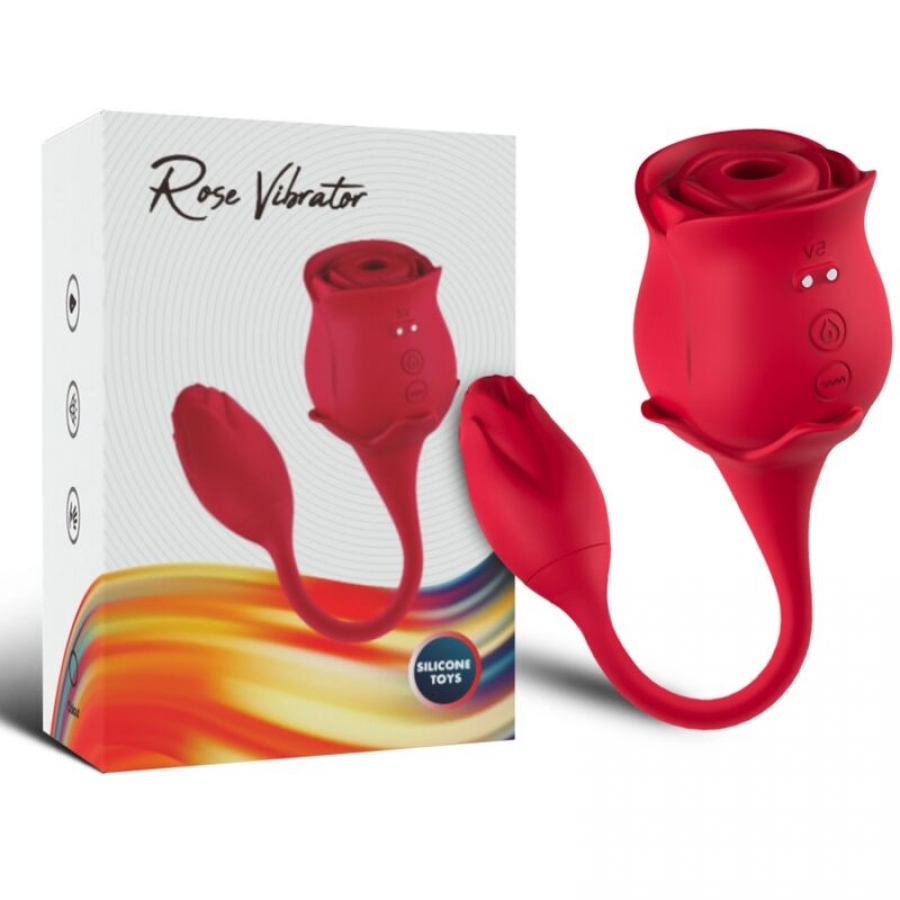 LECCATURA VIBRANTE DEL CLITORIDE ROSA E VIBRATORE ROSSO