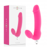 Dildo vibrador dual de silicona médica, 7 modos, resistente