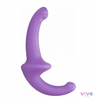 Dildo con arnés sin sujección morado