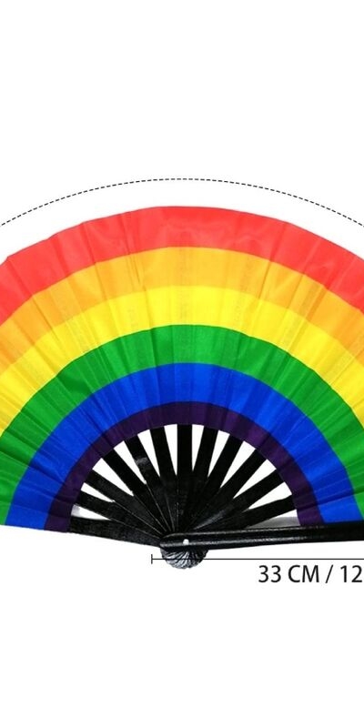 ABANICO GRANDE CON BANDERA LGT Abanico grande con diseño arcoíris lgbtq+