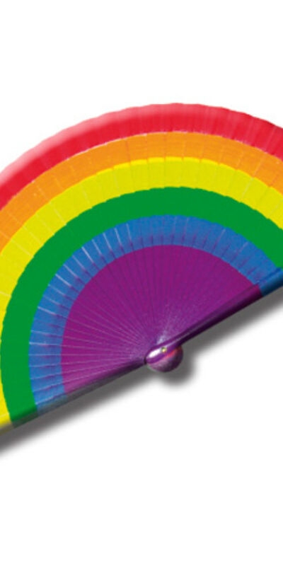 ABANICO MADERA BANDERA LGBT Abanico plástico, bandera arco iris, orgullo lgbt