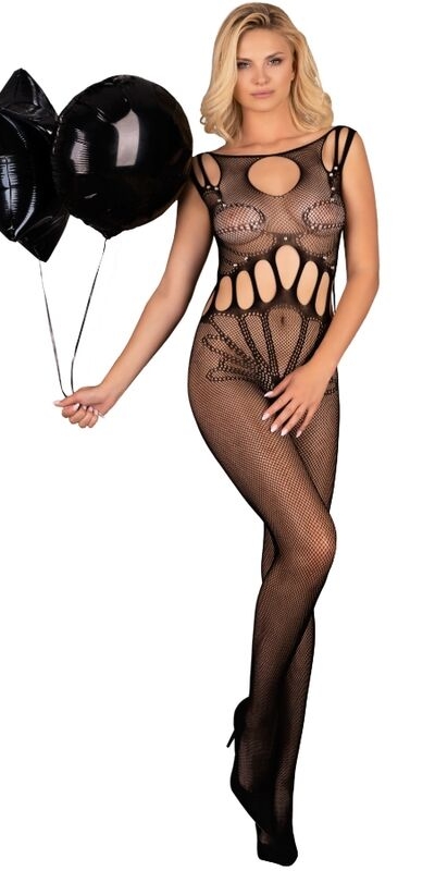 AMAHIL BODYSTOCKING CROTCHLESS Lencería de malla sensual, adaptable, y cómoda