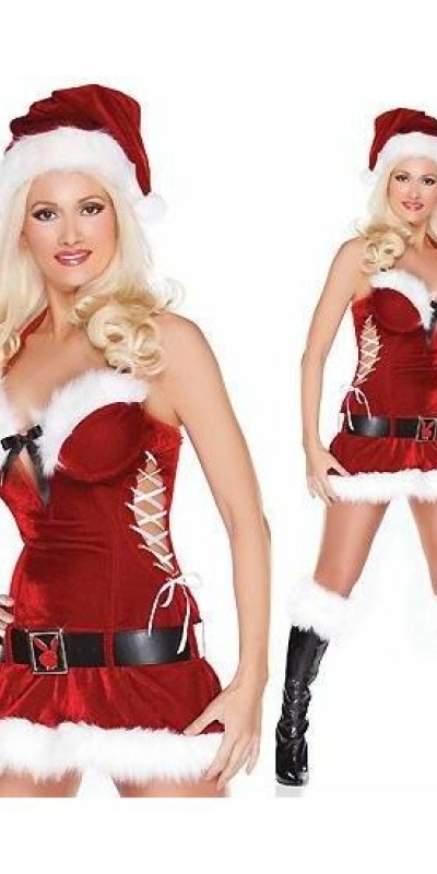 VESTIDO DE NAVIDAD Atractivo disfraz sexy navideño aterciopelado rojo