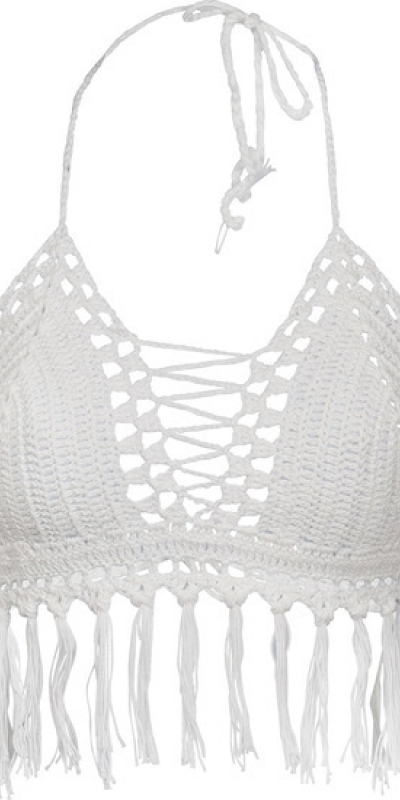 WEAVEFRINGE Bikini blanco de tela red