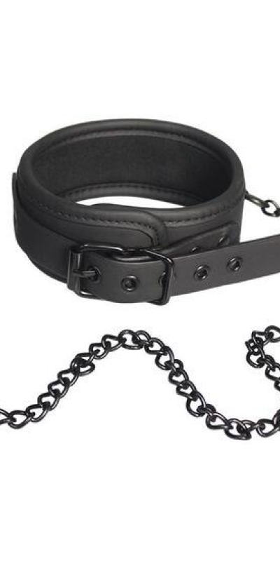 BLAZE  LEASH Ensemble collier et laisse noir érotique