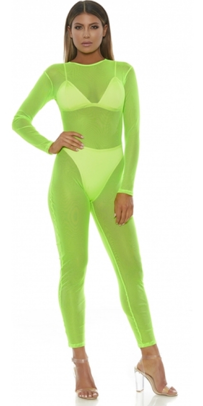 BODY DE MALLA MICRO GREEN Lencería erótica, malla transparente, sin sujetador ni braguita