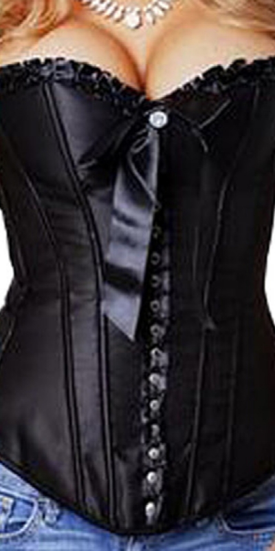 DIONISOS Corset negro con lazo