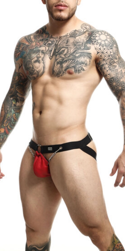 CHAIN JOCKSTRAP RED Prenda masculina deportiva y sensual con soporte