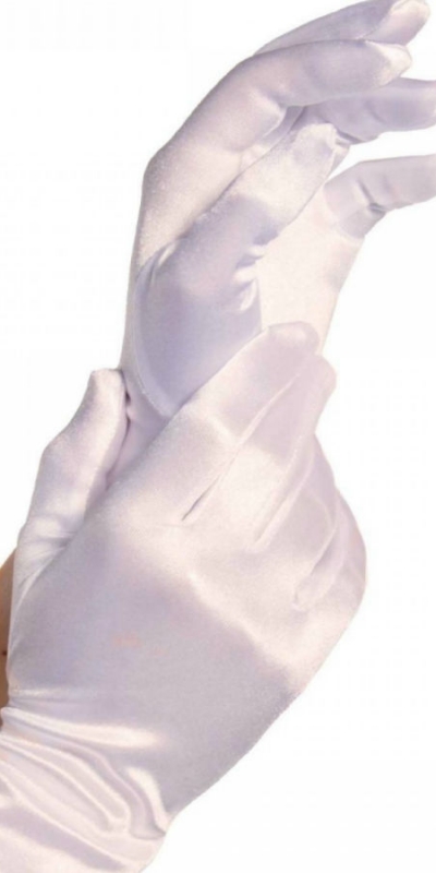 SATIN Guantes cortos de lencería, color blanco