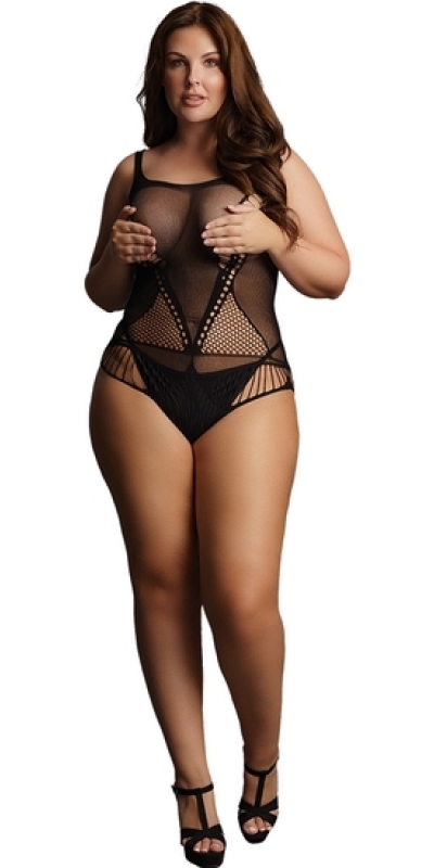 CONTRAST NET TEDDY Body corto con aberturas