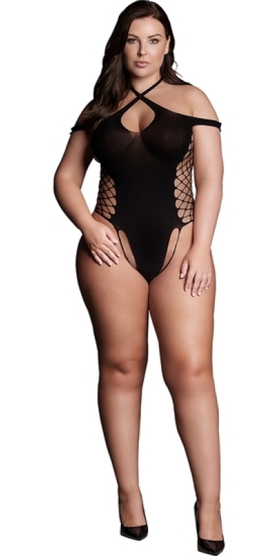 SHADE-LEDA XIII Body con escote cruzado y laterales de red