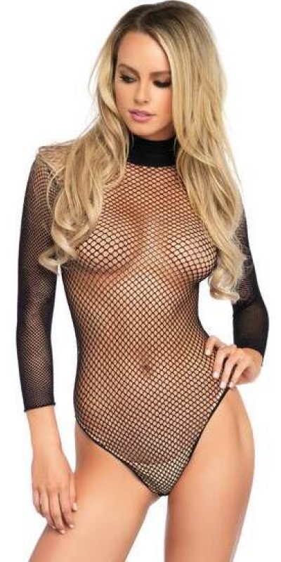 LEG AVENUE FISHNET LEG Body de red con abertura negro