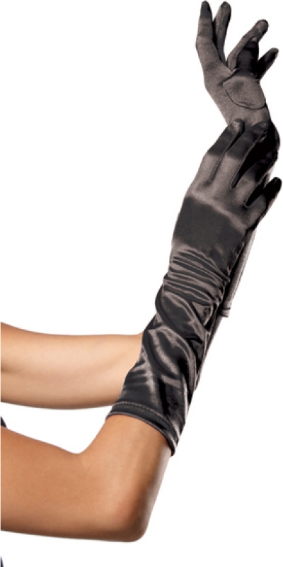 LEG AVENUE GLOVES Guantes satinados de color negro