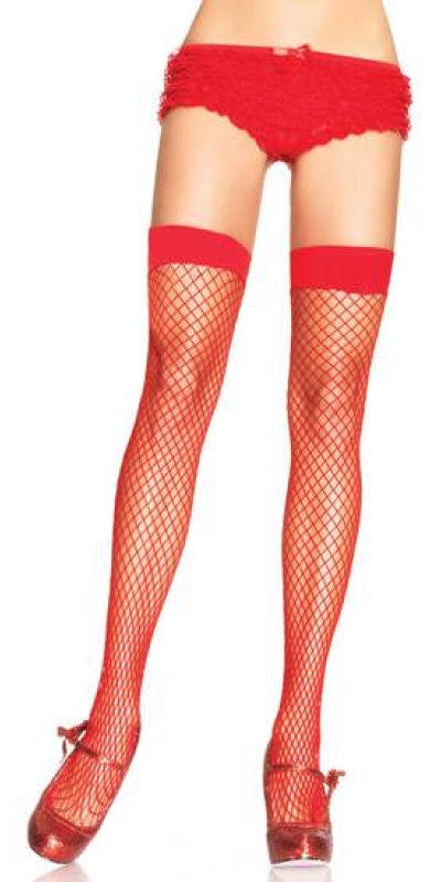 LEG AVENUE WONDERFUL Medias de red industrial mediana rojas