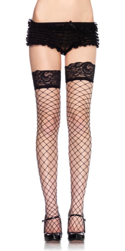 LEG AVENUE SEDUCTIVE Medias de red mediana con encaje superior