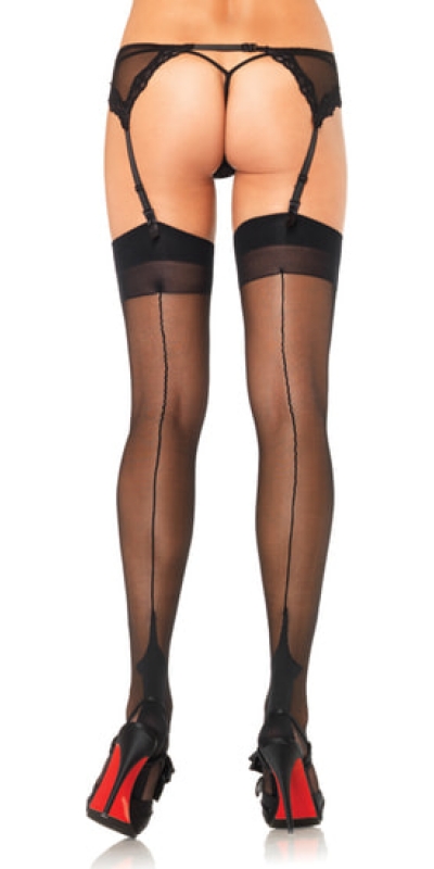 LEG AVENUE WONDERFUL Medias con tacon cubano y costura trasera negro