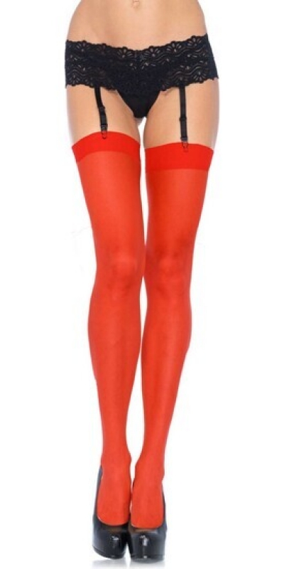 LEG AVENUE DELICIOUS Medias transparentes para ligueros rojas