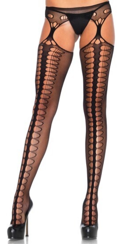 LEG AVENUE CRISSCROSS Panty liguero con malla decorativa