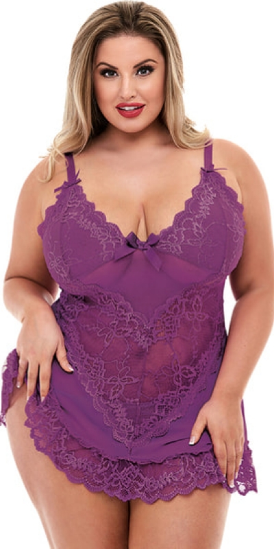 MINI LACE CHEMISE Picardias morado