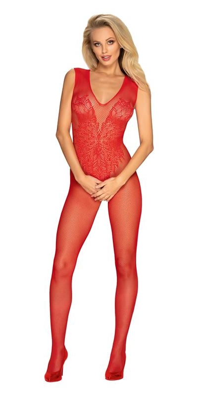 N112 BODYSTOCKING ED. COLOR LI Malha vermelha de corpo inteiro, sensual e elegante.