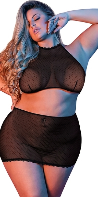 SEXYTIME Sexytime - conjunto blusa e minisaia - preto