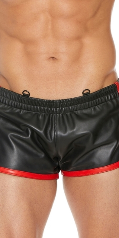 SHORT DE CUERO NEGRO OUCH Calções de couro versátil - preto/vermelho