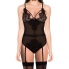 Body transparente negro con ligueros