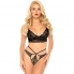 Set bralette in pizzo con perizoma - nero