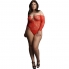 Sexy body rojo de encaje negro con cuerdas para chicas curvy