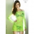 Babydoll verde con estampados florales y transparencias